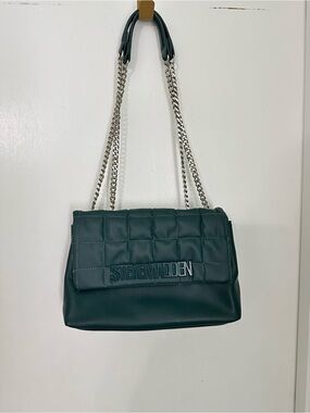 Steve Madden Quilted Teal Shoulder Bag with Chain Straps